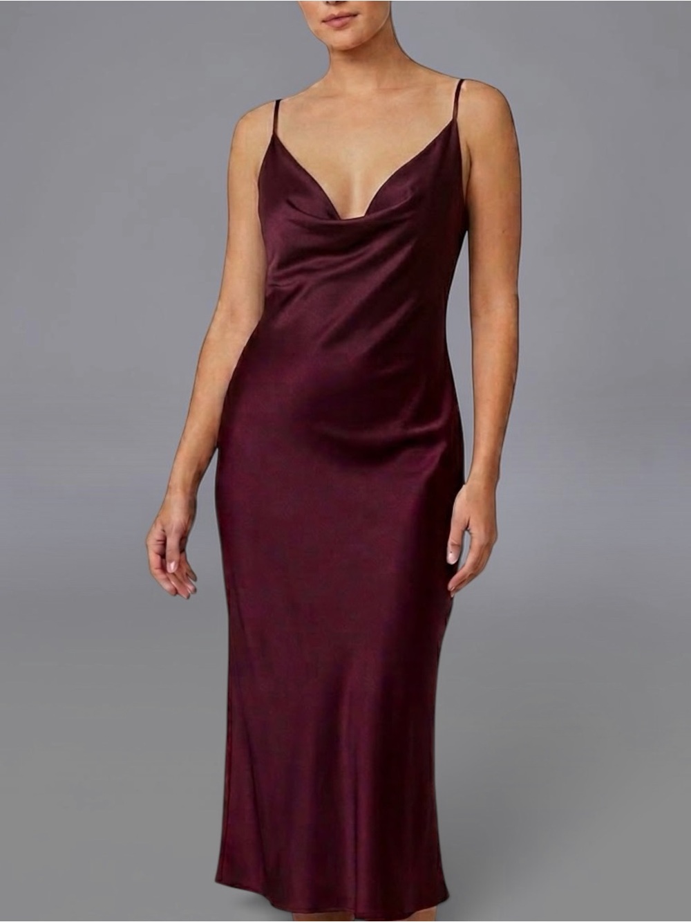 GOLD HAWK Silvia Cowl Neck Satin Slip Dress Large New